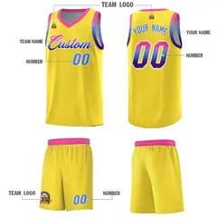 Gold Pink Wave Pattern Sports Uniform Basketball Jersey 5