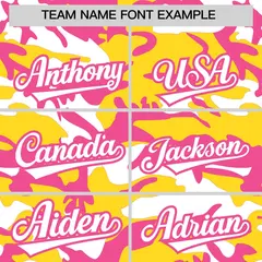 Gold Pink White Camo Gradient Fashion Baseball Jersey 3