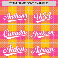 Gold Pink-White Plaid Varsity Letterman Baseball Jacket 3