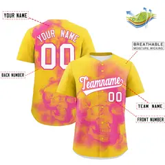 Gold Pink White Skeleton Graffiti Baseball Jersey 2