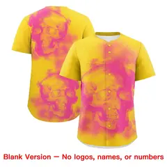 Gold Pink White Skeleton Graffiti Baseball Jersey 8