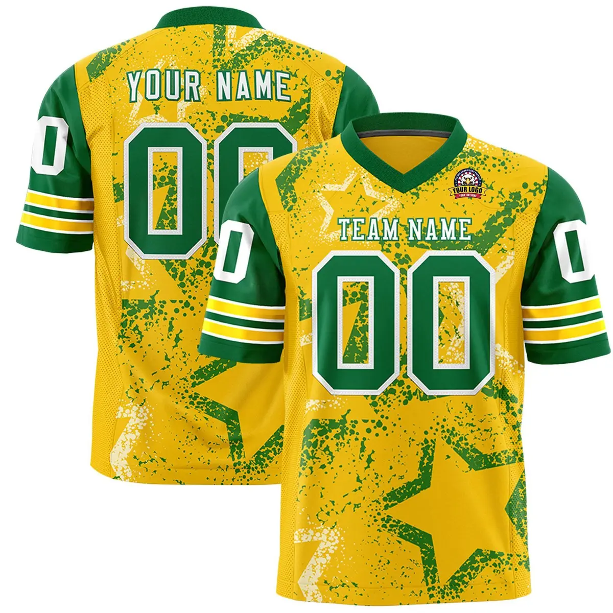 Gold Pink White Star Pattern Authentic Football Jersey