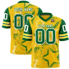 Gold Pink White Star Pattern Authentic Football Jersey 1