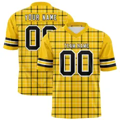 Gold Plaid Pattern Authentic Football Jersey