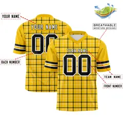 Gold Plaid Pattern Authentic Football Jersey 2