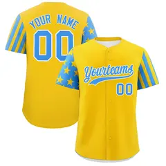 Gold Powder Blue American Flag Raglan Baseball Jersey 1