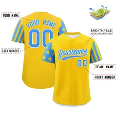 Gold Powder Blue American Flag Raglan Baseball Jersey 2