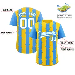 Gold Powder Blue Blade Pattern Raglan Baseball Jersey 2