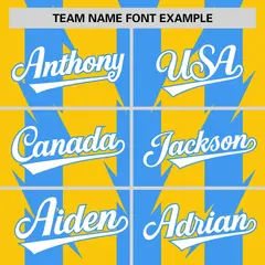 Gold Powder Blue Blade Pattern Raglan Baseball Jersey 3