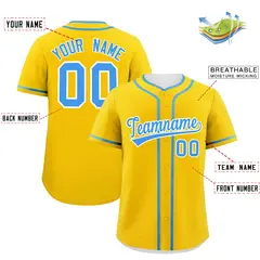 Gold Powder Blue Classic Authentic Baseball Jersey 2