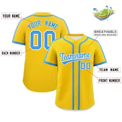 Gold Powder Blue Classic Authentic Baseball Jersey 2