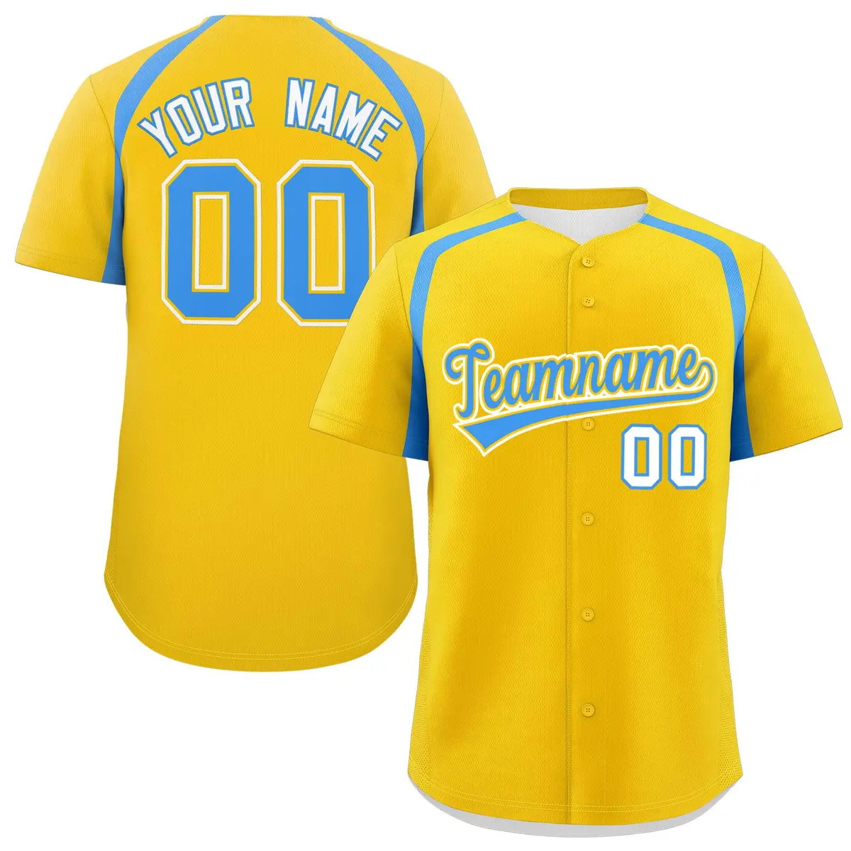 Gold Powder Blue Color Block Authentic Baseball Jersey