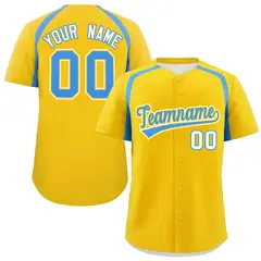 Gold Powder Blue Color Block Authentic Baseball Jersey 1