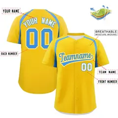 Gold Powder Blue Color Block Authentic Baseball Jersey 2