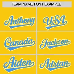 Gold Powder Blue Color Block Authentic Baseball Jersey 3