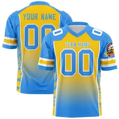Gold Powder Blue Gradient Side Pattern Football Jersey 1