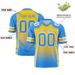 Gold Powder Blue Gradient Side Pattern Football Jersey 2