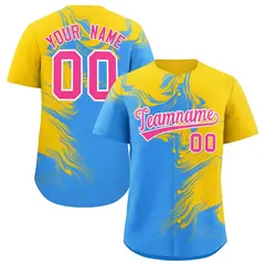 Gold Powder Blue Ink Pattern Authentic Baseball Jersey 1