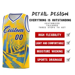 Gold Powder Blue Lightning Halftone Dot Basketball Jersey 2