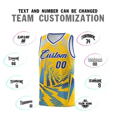 Gold Powder Blue Lightning Halftone Dot Basketball Jersey 4