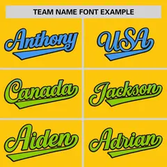 Gold Powder Blue-Neon Green Gradient Side Baseball Jersey 3