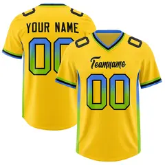 Gold Powder Blue Neon Green Gradient Sides Football Jersey 1