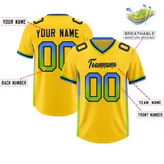 Gold Powder Blue Neon Green Gradient Sides Football Jersey 2