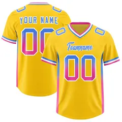 Gold Powder Blue Pink Gradient Sides Football Jersey 1