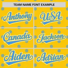 Gold Powder Blue Polka Dot Graffiti Baseball Jersey 3