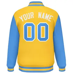 Gold Powder Blue Raglan Varsity Letterman Baseball Jacket 4