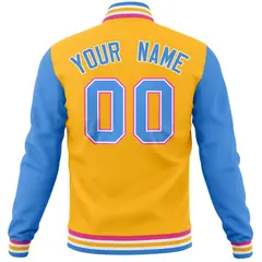 Gold Powder Blue Raglan Varsity Letterman Baseball Jacket 6