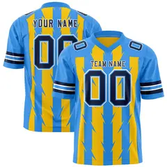 Gold Powder Blue Razr Stripe Graffiti Flag Football Jersey