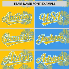 Gold Powder Blue Split Flower Graffiti Baseball Jersey 3