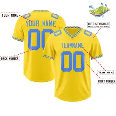 Gold Powder Blue Square Neckline Football Jersey 2