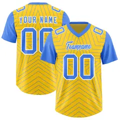 Gold Powder Blue Star Pattern Raglan Sleeves Football Jersey 1