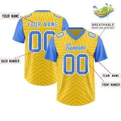 Gold Powder Blue Star Pattern Raglan Sleeves Football Jersey 2