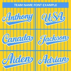 Gold Powder Blue Stripe Full Button Baseball Jersey 3