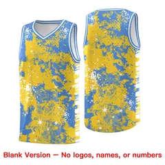 Gold Powder Blue Vice Burst Graffiti Stretch Basketball Jersey 6