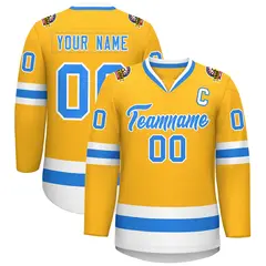Gold Powder Blue-White Classic Hockey Jersey 1
