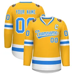Gold Powder Blue-White Classic Hockey Jersey 1