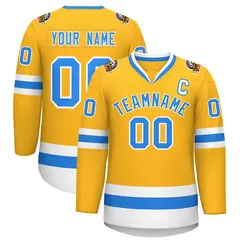 Gold Powder Blue-White Classic Hockey Jersey 1