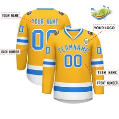 Gold Powder Blue-White Classic Hockey Jersey 2