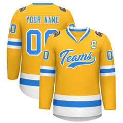 Gold Powder Blue-White Classic Hockey Jersey 1