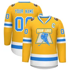 Gold Powder Blue-White Classic Hockey Jersey 1