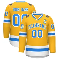 Gold Powder Blue-White Classic Hockey Jersey 1