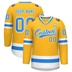 Gold Powder Blue-White Classic Hockey Jersey 1
