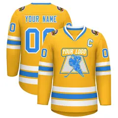 Gold Powder Blue-White Classic Hockey Jersey 1