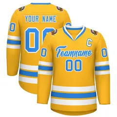 Gold Powder Blue-White Classic Hockey Jersey 1