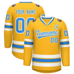 Gold Powder Blue-White Classic Hockey Jersey 1