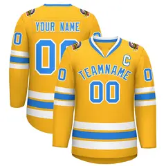 Gold Powder Blue-White Classic Hockey Jersey 1